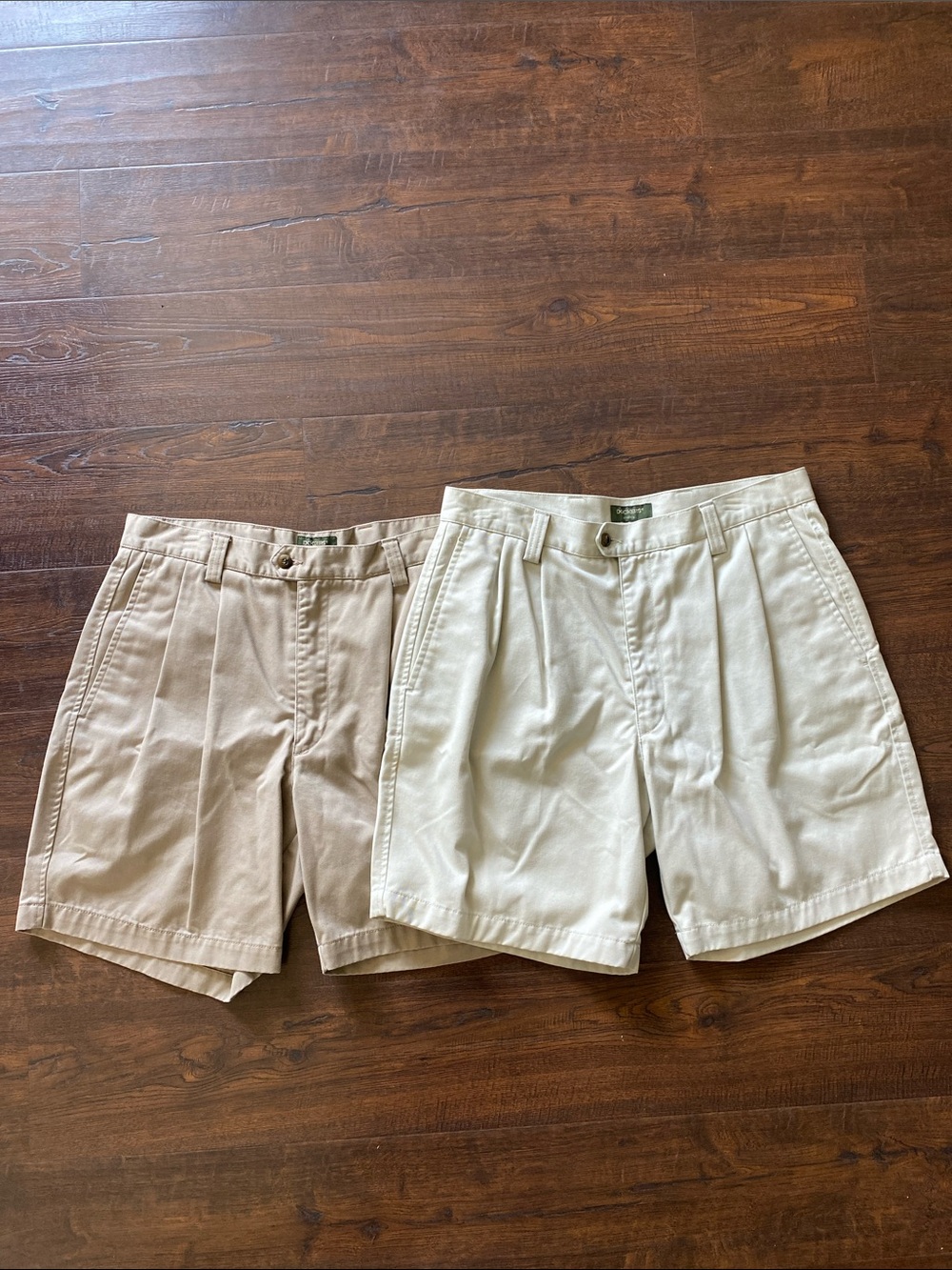 Lot of 2 Vintage 90s Dockers Khaki Cadet Pleated Shorts Men's Sz 34 Tan & Cream